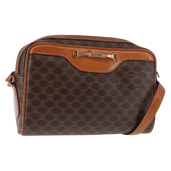 CELINE Macadam Canvas Shoulder Bag Pvc Leather Brown - Picture 1 of 13